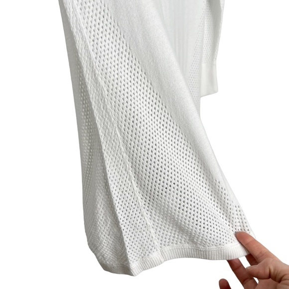 Tribal White Perforated Mesh Knit Round Neckline Blouse - Picture 4 of 10